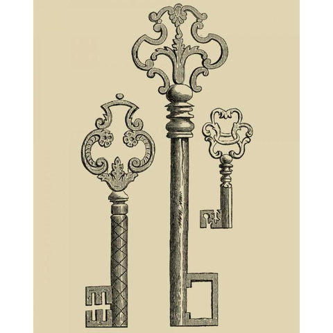 Antique Keys II Gold Ornate Wood Framed Art Print with Double Matting by Vision Studio