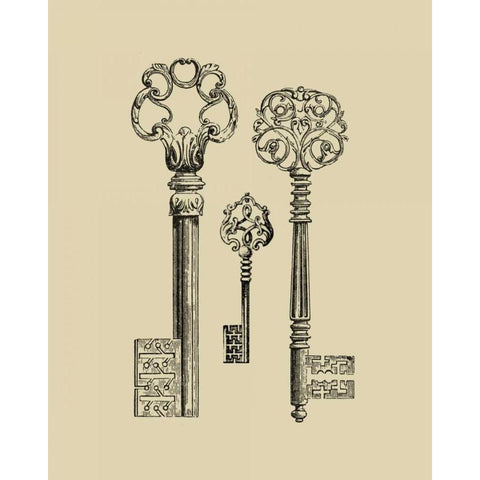 Antique Keys III Gold Ornate Wood Framed Art Print with Double Matting by Vision Studio