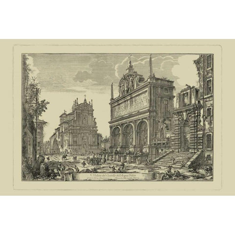 Piranesi View of Rome III Black Modern Wood Framed Art Print with Double Matting by Piranesi