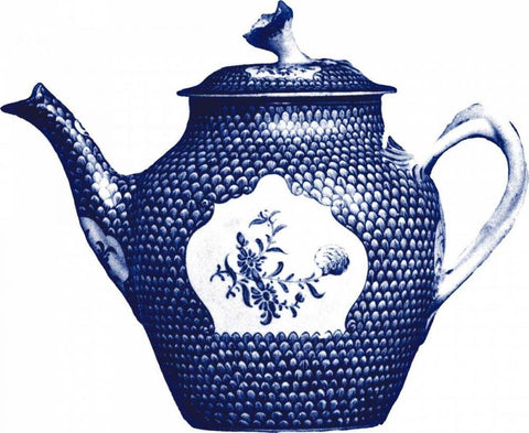 Manor Porcelain in Blue I Black Ornate Wood Framed Art Print with Double Matting by Ridgefield