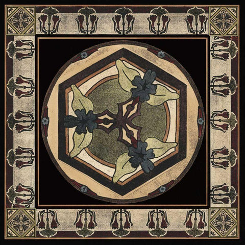 Arts and Crafts Motif II Black Ornate Wood Framed Art Print with Double Matting by Vision Studio