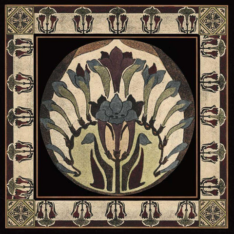 Arts and Crafts Motif III Black Ornate Wood Framed Art Print with Double Matting by Vision Studio