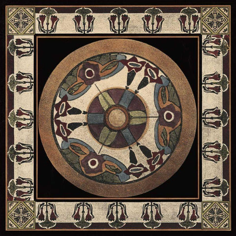 Arts and Crafts Motif IV Black Ornate Wood Framed Art Print with Double Matting by Vision Studio