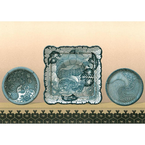 Porcelain in Teal II Black Modern Wood Framed Art Print by Audsley, George