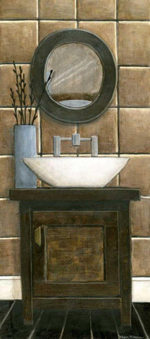 Modern Bath Panel III White Modern Wood Framed Art Print with Double Matting by Meagher, Megan