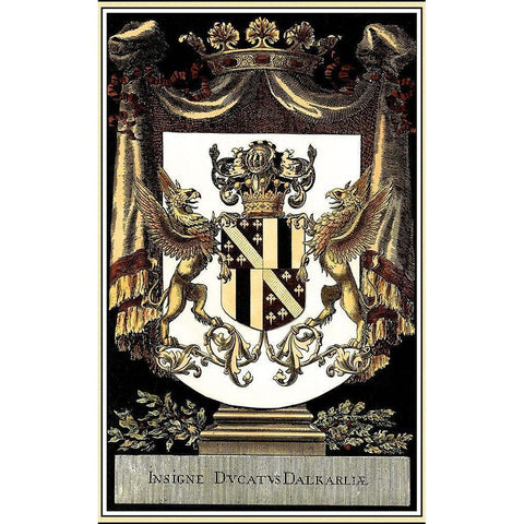 Family Crest I Black Modern Wood Framed Art Print with Double Matting by Vision Studio