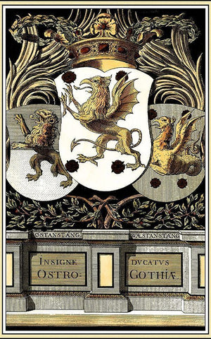 Family Crest II Black Ornate Wood Framed Art Print with Double Matting by Vision Studio