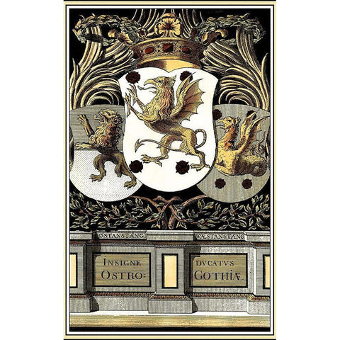 Family Crest II Black Modern Wood Framed Art Print by Vision Studio