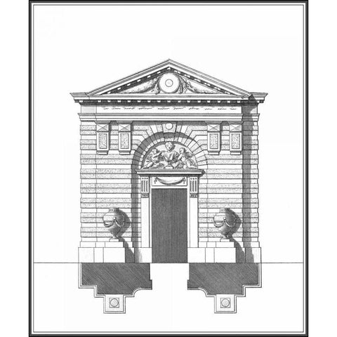 B and W Parisian Facade III White Modern Wood Framed Art Print by Deneufforge