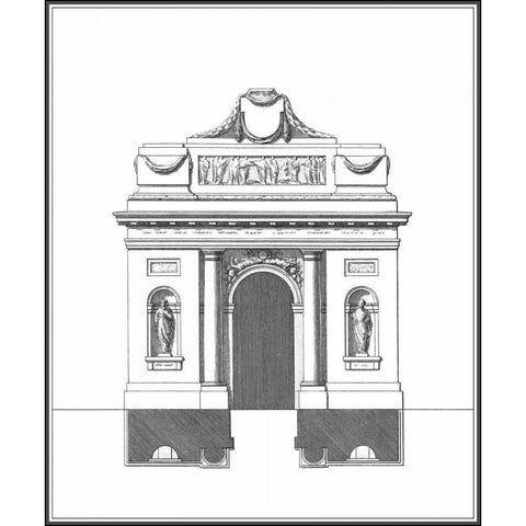 B and W Parisian Facade IV White Modern Wood Framed Art Print by Deneufforge