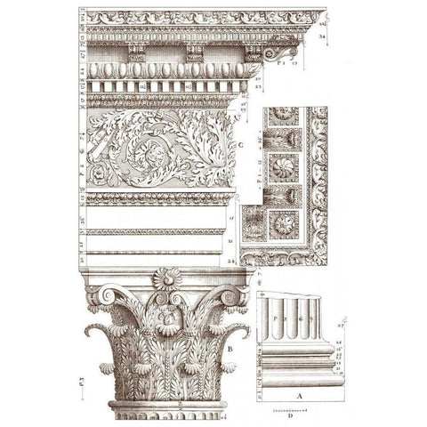 Small Corinthian Detail V Black Modern Wood Framed Art Print by Vision Studio