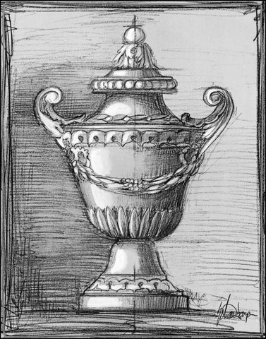 Custom Classical Sketch IV Black Ornate Wood Framed Art Print with Double Matting by Harper, Ethan