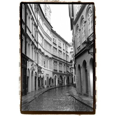 The Streets of Prague I Black Modern Wood Framed Art Print with Double Matting by DeNardo, Laura