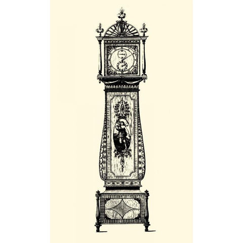 Small Antique Grandfather Clock II Gold Ornate Wood Framed Art Print with Double Matting by Vision Studio