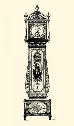 Small Antique Grandfather Clock II Black Ornate Wood Framed Art Print with Double Matting by Vision Studio