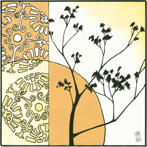 Kimono Garden I Black Ornate Wood Framed Art Print with Double Matting by Meagher, Megan