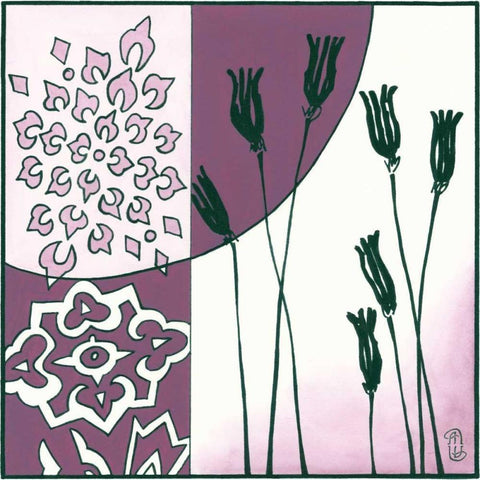 Kimono Garden II Gold Ornate Wood Framed Art Print with Double Matting by Meagher, Megan