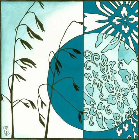 Kimono Garden III White Modern Wood Framed Art Print with Double Matting by Meagher, Megan