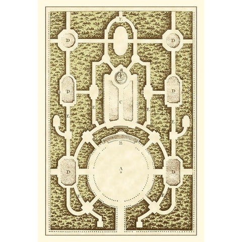 Small Garden Maze I Black Modern Wood Framed Art Print with Double Matting by Blondel, J.F.