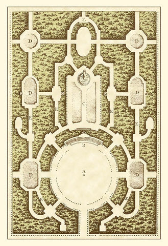 Small Garden Maze I White Modern Wood Framed Art Print with Double Matting by Blondel, J.F.