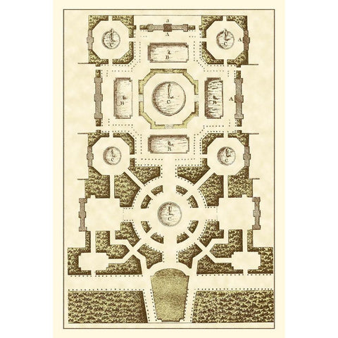 Small Garden Maze III White Modern Wood Framed Art Print by Blondel, J.F.