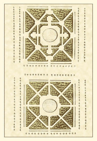 Small Garden Maze IV White Modern Wood Framed Art Print with Double Matting by Blondel, J.F.