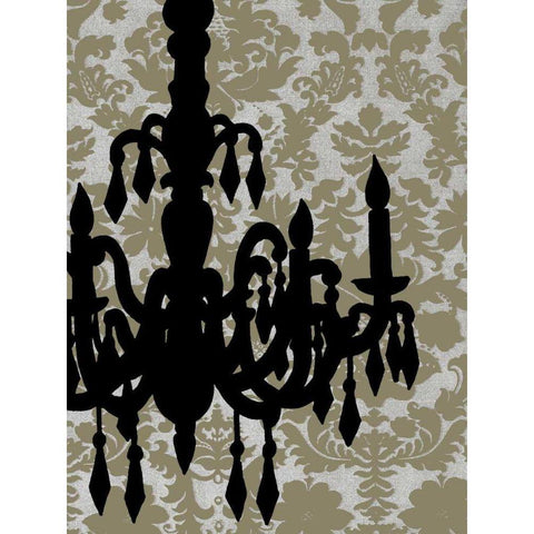 Small Chandelier Silhouette II Black Modern Wood Framed Art Print by Harper, Ethan