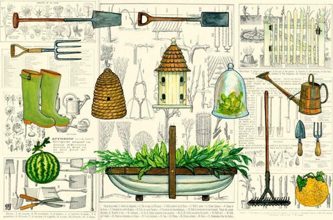 Garden Collection I Black Ornate Wood Framed Art Print with Double Matting by Joyner, Ginny