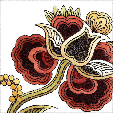 Small Paprika Floral I Black Modern Wood Framed Art Print with Double Matting by Vess, June Erica