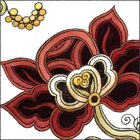 Small Paprika Floral II Gold Ornate Wood Framed Art Print with Double Matting by Vess, June Erica