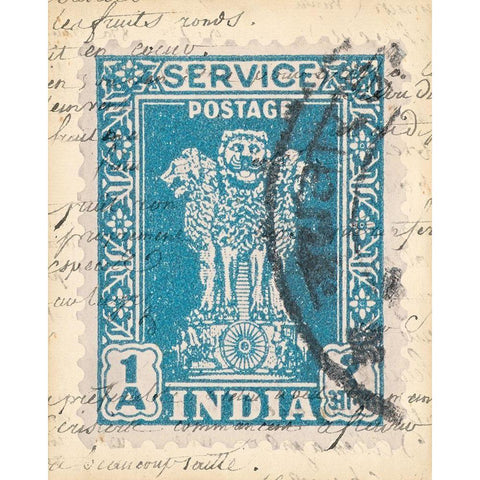 Vintage Stamp I Black Modern Wood Framed Art Print by Vision Studio