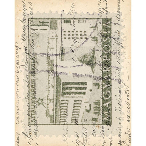 Vintage Stamp II White Modern Wood Framed Art Print by Vision Studio