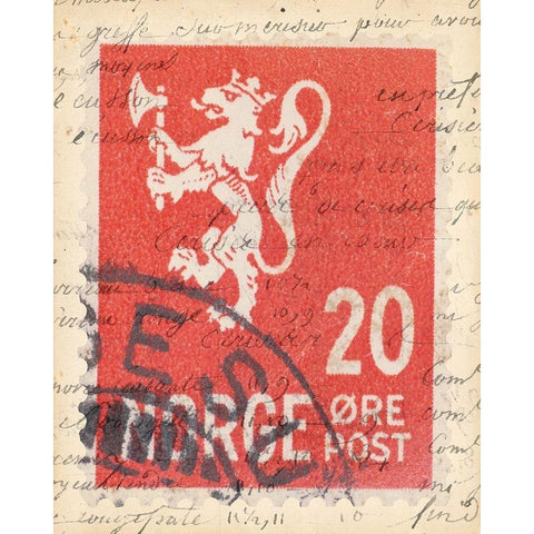 Vintage Stamp III White Modern Wood Framed Art Print by Vision Studio