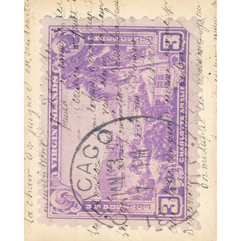 Vintage Stamp IV White Modern Wood Framed Art Print by Vision Studio