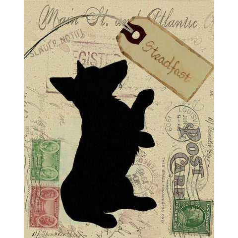 Corgi Silhouette Black Modern Wood Framed Art Print with Double Matting by Pallan, Nancy S.