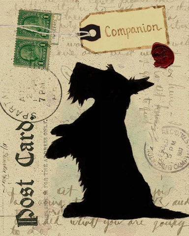 Scottie Silhouette White Modern Wood Framed Art Print with Double Matting by Pallan, Nancy S.