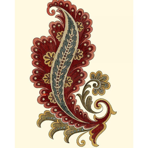 Jacobean Leaf I Gold Ornate Wood Framed Art Print with Double Matting by Vision Studio