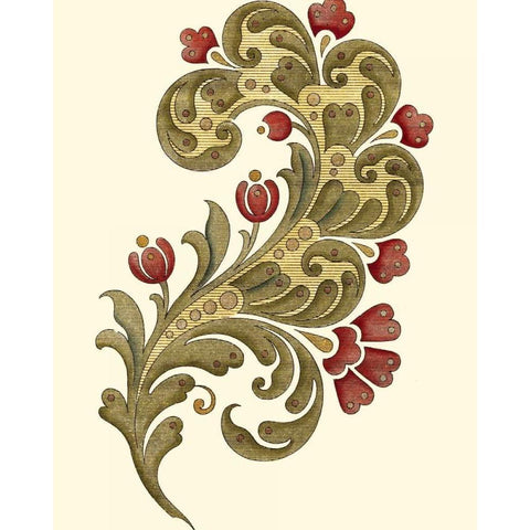 Jacobean Leaf II Gold Ornate Wood Framed Art Print with Double Matting by Vision Studio