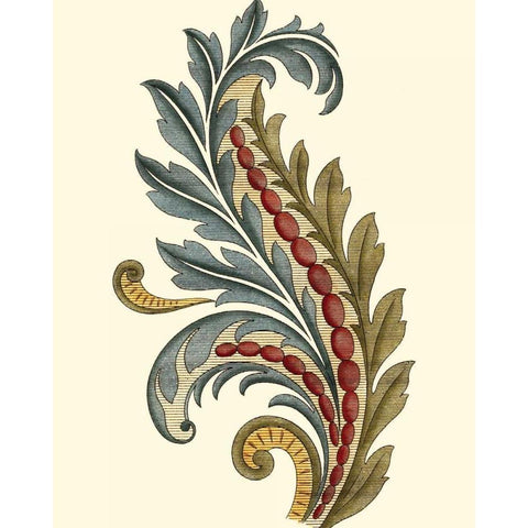 Jacobean Leaf III White Modern Wood Framed Art Print by Vision Studio