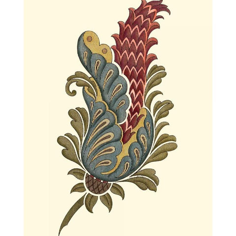 Jacobean Leaf IV Gold Ornate Wood Framed Art Print with Double Matting by Vision Studio