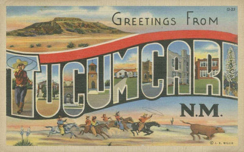Greetings from Tucumcari Black Ornate Wood Framed Art Print with Double Matting by Unknown