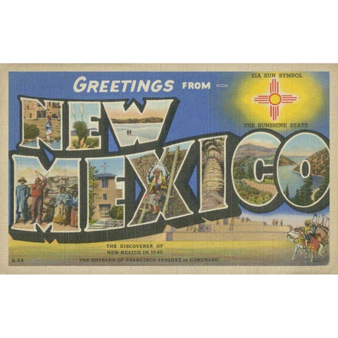 Greetings from New Mexico White Modern Wood Framed Art Print by Unknown