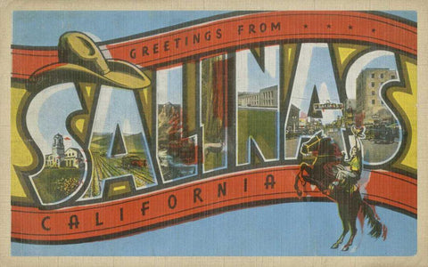 Greetings from Salinas White Modern Wood Framed Art Print with Double Matting by Unknown