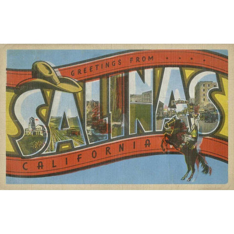 Greetings from Salinas Gold Ornate Wood Framed Art Print with Double Matting by Unknown