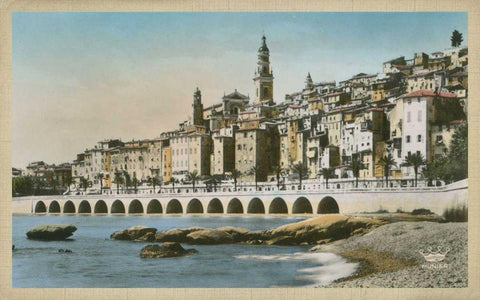 The Cote dAzur I White Modern Wood Framed Art Print with Double Matting by Unknown