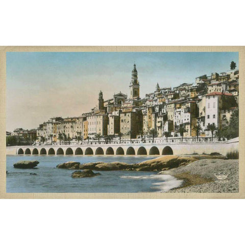 The Cote dAzur I Black Modern Wood Framed Art Print with Double Matting by Unknown