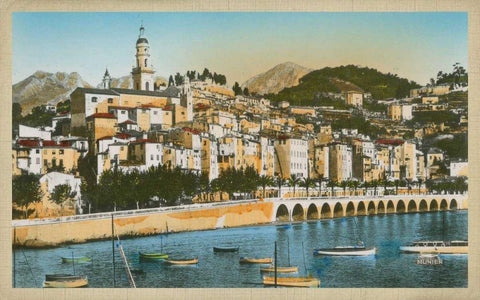 The Cote dAzur III White Modern Wood Framed Art Print with Double Matting by Unknown