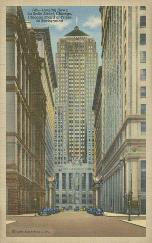 Chicago- La Salle Street White Modern Wood Framed Art Print with Double Matting by Unknown