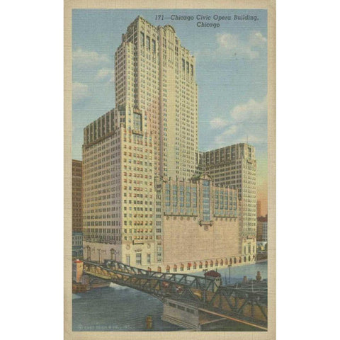 Chicago- Civic Opera Building White Modern Wood Framed Art Print by Unknown