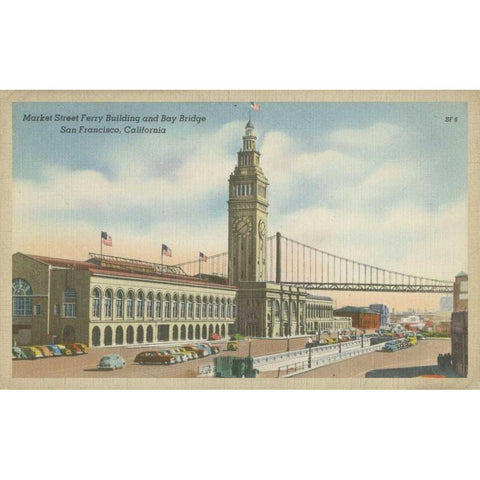 San Francisco- Market Street Gold Ornate Wood Framed Art Print with Double Matting by Unknown